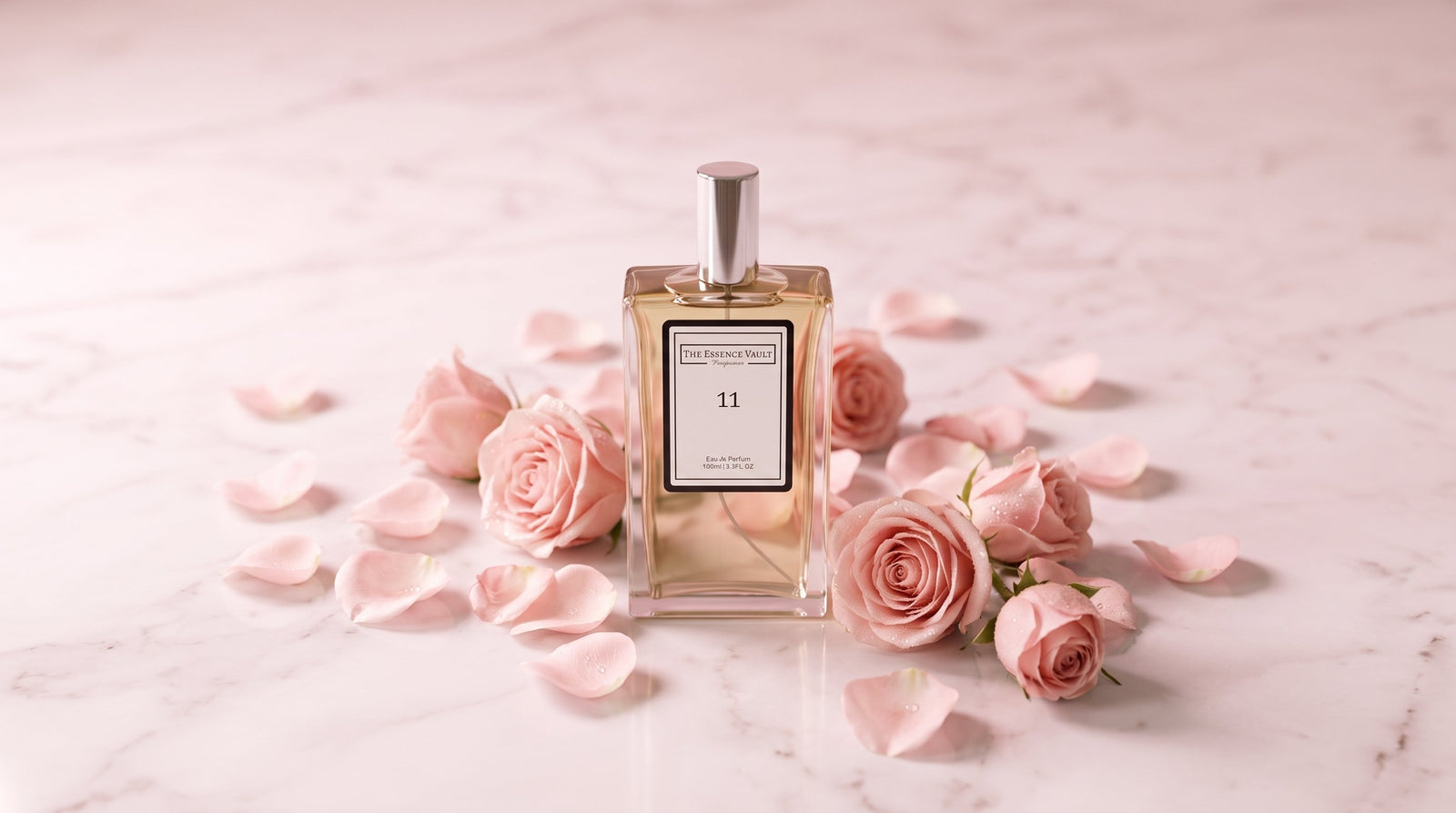 TEV rose perfume bottle on marble - best perfume gifts for her