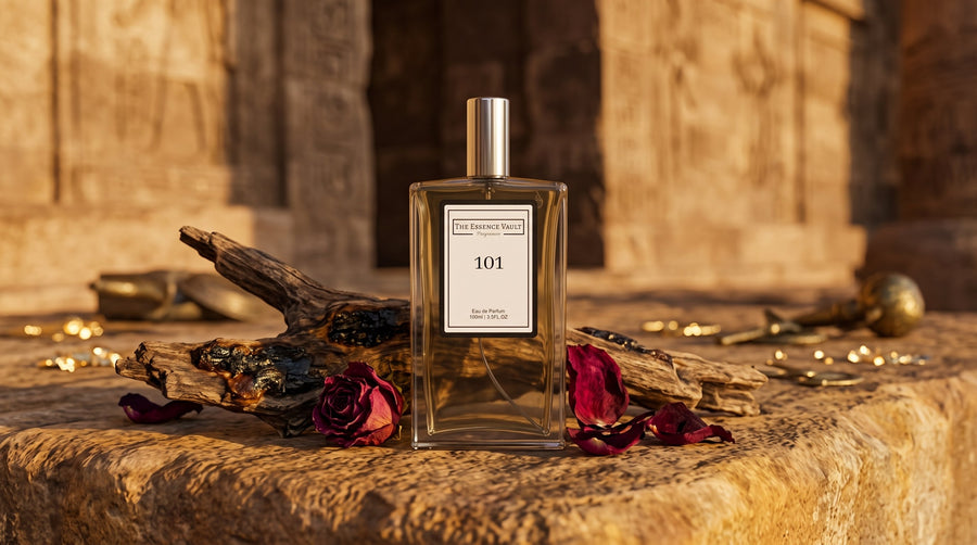 TEV perfume bottle on ancient stone - history of perfume